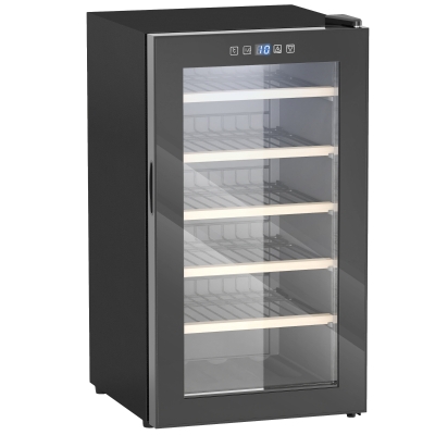 HOMCOM Cave à Vin 41 Bouteilles 91L Porte Verre LED Noir