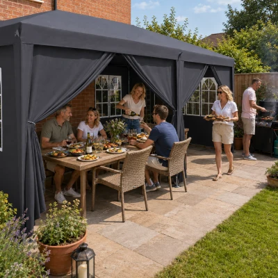 Outsunny Pop-Up Gazebo 3x6m with Curtains Grey