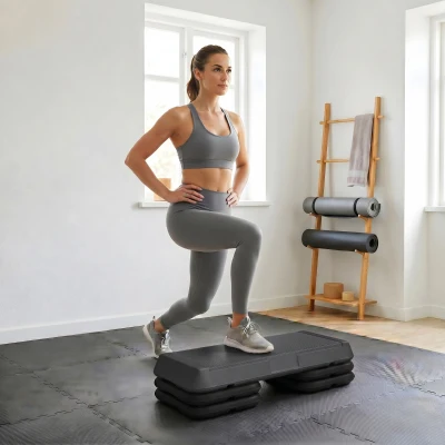 SPORTNOW Stepper Fitness Réglable 3 Niveaux Antidérapant Gris