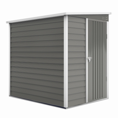 Outsunny Metalen Tuinhuis 2,3m² 142x184x181cm – Tuinschuur met Fundament, Lessenaarsdak, Raam, Slot & Handschoenen – Weerbestendig Gereedschapshuis voor Achtertuin – Lichtgrijs