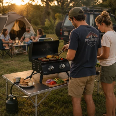 Outsunny Portable 2 Burner Gas BBQ Grill Carbon Steel Black