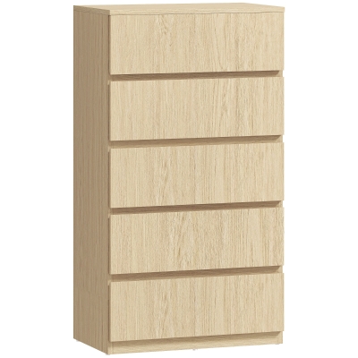 HOMCOM 5-Drawer Storage Cabinet Modern Bedroom Dresser White
