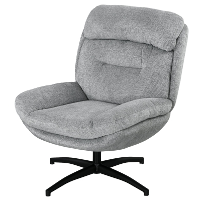 HOMCOM draaibare loungestoel voor de woonkamer, brede zitting, dikke kussens, comfortabele relaxstoel in chenille-look, waterafstotend, ideale leesstoel voor het slaapkamer, grijs