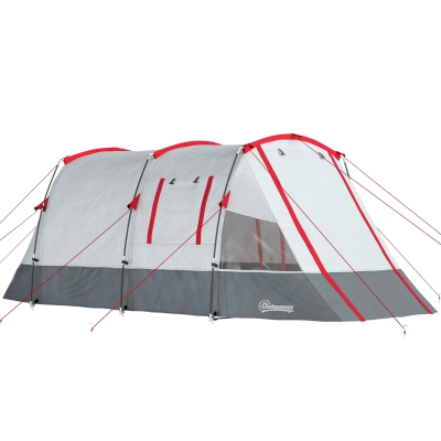 Outsunny Tente Tunnel 6-8 Pers Imperméable 5,1x2,4x1,8m Gris Clair
