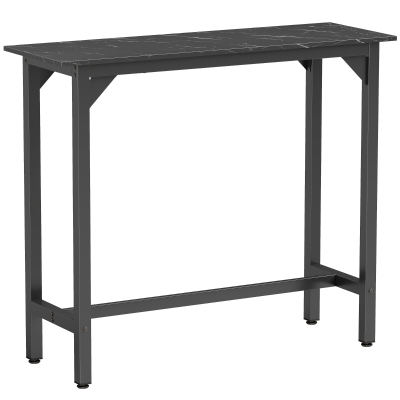 HOMCOM Bar Table Marble Effect Dining Black