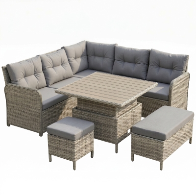 Rattan Sofa Set 123W x 55D x 84H cm Light Grey