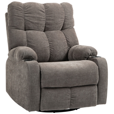 HOMCOM Relaxfauteuil met voetsteun, ligstoel, draaibaar, tot 150 kg, stalen frame, 88x96x108 cm, lichtbruin