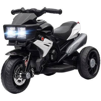 HOMCOM Moto Électrique Enfant 3 Roues 6V Noir 86x42x52cm