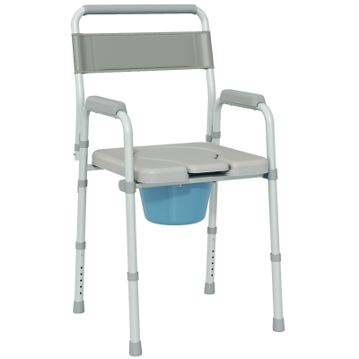 HOMCOM Sedia con foro per WC 52.5x46x97cm Grigio