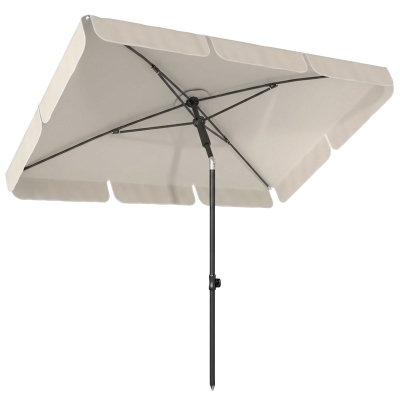 Outsunny Sonnenschirm 183 x 122 cm, Wasserabweisend Balkonschirm mit 3-fach Neigung mit 8 Streben Beige