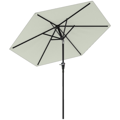 Outsunny Chapéu de Sol de Jardim Ø230x216 cm com Teto Ajustável Abertura Manual Impermeável para Terraço Pátio Piscina Praia Creme