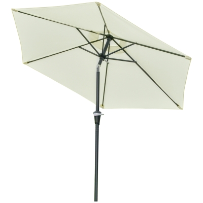 Outsunny Parasol Hexagonal Ø2,3m Inclinable Métal Polyester Crème