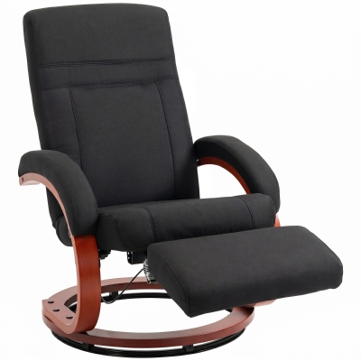 HOMCOM Fauteuil Relax Inclinable Dossier Haut Bois Aspect Lin