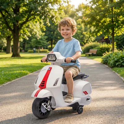 AIYAPLAY Scooter Elettrico per Bambini con Batteria 6V, Bianco