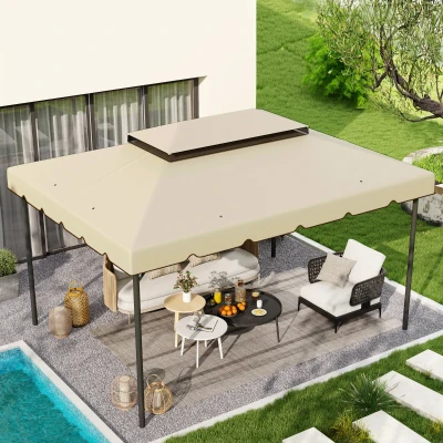 Outsunny Tetto di Ricambio 400x300 cm Beige