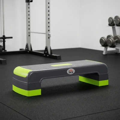 HOMCOM Stepper Fitness 3 Niveaux Antidérapant Vert/Gris