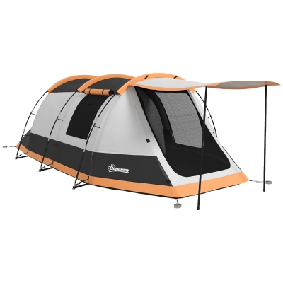 Outsunny Three-Man Camping Tent Orange with Porch