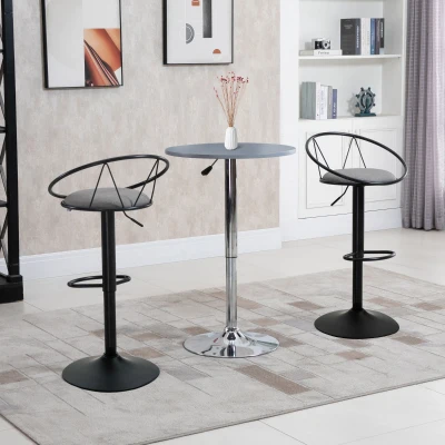 HOMCOM Set di 2 Sgabelli da Bar Girevoli con Schienale Grigio