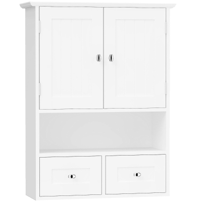 kleankin Armadietto Bagno 2 Ante con Ripiano Aperto e 2 Cassetti