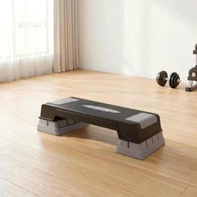 SPORTNOW Stepper Fitness Aérobic 3 Niveaux, Hauteur Réglable 12/17,5/22,5 cm, Surface Antidérapante, Charge 250 kg, Gris