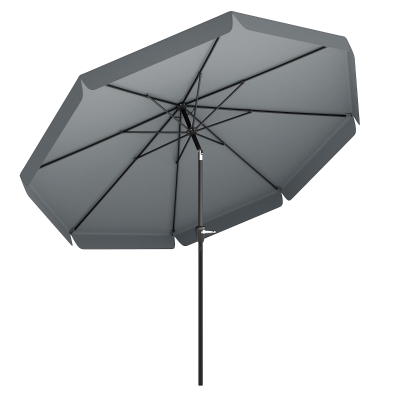 Outsunny Parasol de Jardín de Aluminio Ø266x250 cm con Ángulo Ajustable Protección UV50+ Techo de Ventilación y Manivela Gris