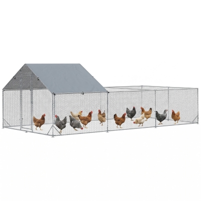 PawHut Pollaio da Giardino 15-18 Galline con Tettoia e Serratura