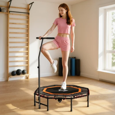 HOMCOM Mini Fitness Trampoline Foldable with Handle Orange