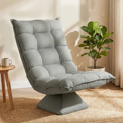 HOMCOM Fauteuil Pivotant 360° Dossier Réglable Salon Capitonné