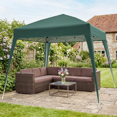 Outsunny Tonnelle Pliant 2,4x2,4m Acier Polyester Vert avec Sac