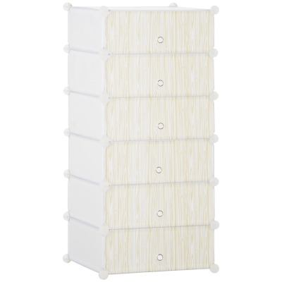 HOMCOM Armoire à Chaussures 6 Cubes Plastique Blanc Empilable