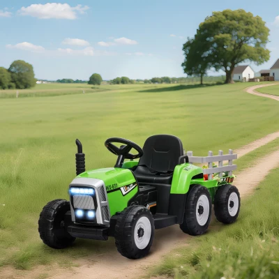 HOMCOM Tracteur Électrique Enfants 3-6 Ans avec Remorque et MP3