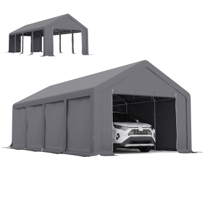 Outsunny Garage Auto per Esterno 8x4m con Porte a Cerniera