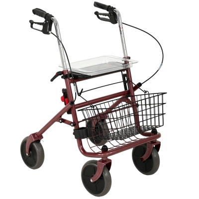 HOMCOM Deambulatore per Anziani 66.5x59x97 cm Rosso vino