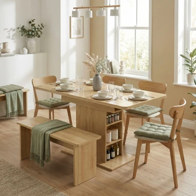HOMCOM Table Extensible Bois 110-130cm 4-6 Pers 6 Étagères Cuisine
