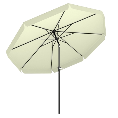 Outsunny Parasol de Jardín de Aluminio Ø266x248,5 cm con Ángulo Ajustable Protección UV50+ Techo de Ventilación y Manivela Beige
