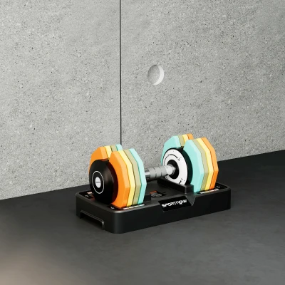 SPORTNOW Haltère Réglable 5-25kg avec Base et Poignée Antidérapante