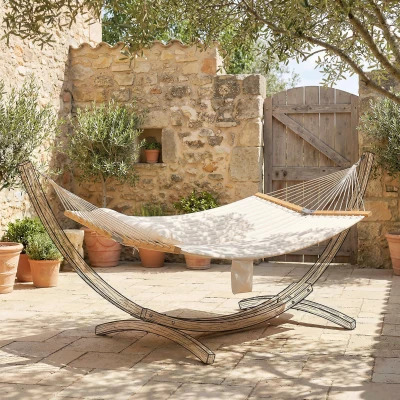 Outsunny Hamac Double 200x140cm Bois 200kg Outdoor