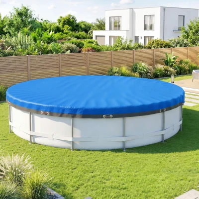 Outsunny Bâche Piscine Ronde 550cm Imperméable Bleu