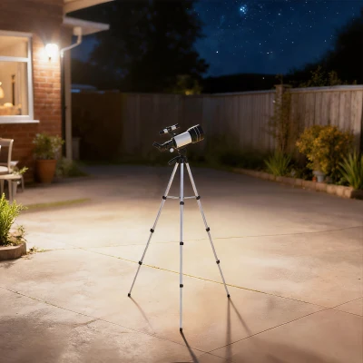 Outsunny Télescope Astronomique 70mm avec Trépied Réglable Blanc