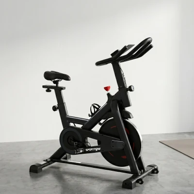 SPORTNOW Vélo d’Appartement Silencieux Résistance Réglable Noir