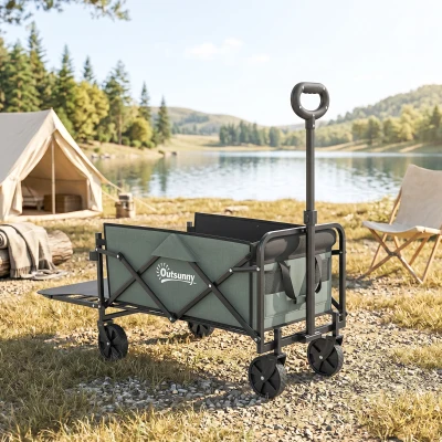 Outsunny Chariot Pliable avec Roulettes Vert 114x46x92 cm