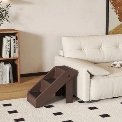 PawHut Escalier 3 Marches Pliant 36,5cm Chien Lit Canapé Marron
