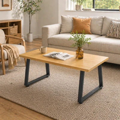 HOMCOM Set 2 Gambe per Tavolo Trapezoidali in Acciaio, Nero