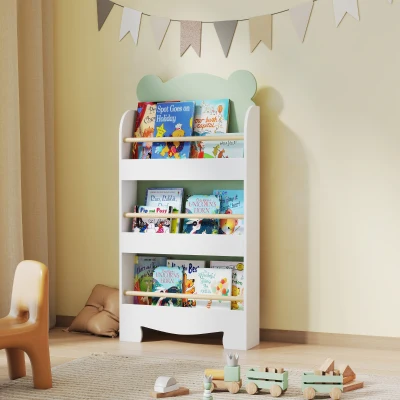 AIYAPLAY Étagère Ours Enfant 3 Niveaux Barrières Vert 55x15x110 cm