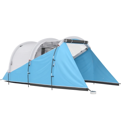 Outsunny Kampeertent voor 4-5 Personen, aparte Woon- & Slaapruimtes, 460L x 260B x 190H cm, Blauw