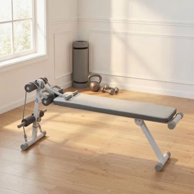 SPORTNOW Banc Musculation Réglable Bleu Blanc 141x52x54-71 cm