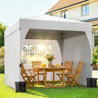 Outsunny Tonnelle Pliante 3x3m UV50+ Réglable avec Parois Crème