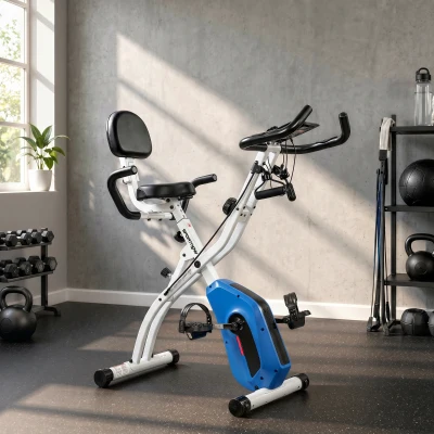 SPORTNOW Vélo Pliable 3-en-1 Bluetooth Fitness 105x53,5x109cm Bleu