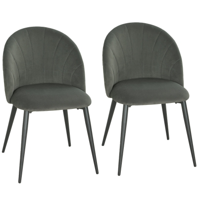 HOMCOM Lot de 2 Chaises Rembourrées Salle à Manger Gris