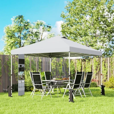 Outsunny Tonnelle 3x3m Pop Up UV50+ Réglable avec Sacs Blanc